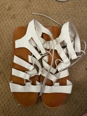 Women’s White Lace-Up Gladiator Sandals